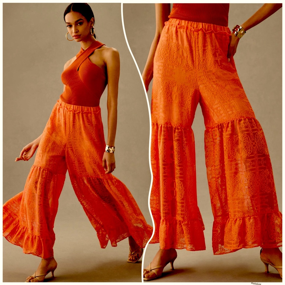 NEW! Anthropologie Tangerine Chiffon Pants S, M